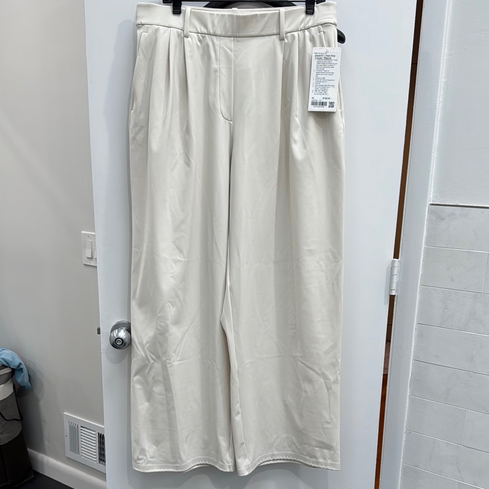 Elegant Cream Wide-Leg Pants